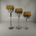 Glass candle holde with amber & silver